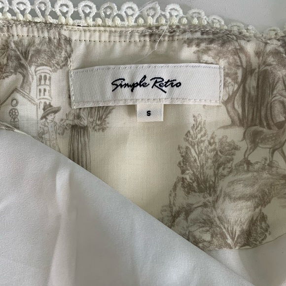 *SOLD* Simple Retro Cottage Core Lyric Printed Stand Collar Midi Dress Size Smal - Picture 12 of 16